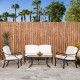 Elm PLUS 4 Piece Cast Aluminum Patio Sectional Sofa Set with Beige Cushions, Olefin Fabric