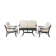 Elm PLUS 4 Piece Cast Aluminum Patio Sectional Sofa Set with Beige Cushions, Olefin Fabric