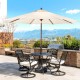 Elm PLUS 5 Piece Cast Aluminum Patio Swivel Dining Set with Beige Cushions, Olefin Fabric,