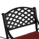 Elm PLUS 5 Piece Cast Aluminum Patio Swivel Dining Set with Wine Red Cushions, Olefin Fabric