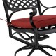 Elm PLUS 5 Piece Cast Aluminum Patio Swivel Dining Set with Wine Red Cushions, Olefin Fabric