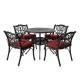 Elm PLUS 5 Piece Cast Aluminum Patio Dining Set with Wine Red Cushions, Olefin Fabric