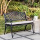 Elm PLUS 40"L Cast Aluminum Patio Bench with Beige Cushion