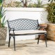 Elm PLUS 40"L Cast Aluminum Patio Bench with Beige Cushion