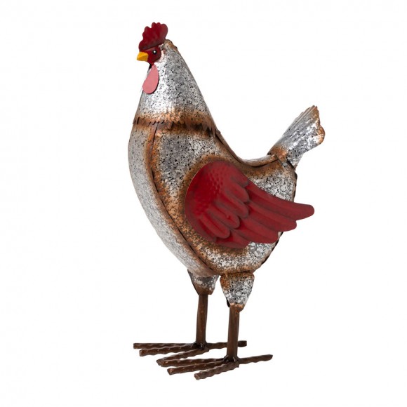 Glitzhome 15.25"H Farmhouse Rustic Galvanized Metal Hen Statue Décor