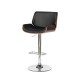 Glitzhome Mid-century Modern Black PU and Walnut Bentwood Adjustable Height Swivel Bar Stool