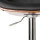 Glitzhome Mid-century Modern Black PU and Walnut Bentwood Adjustable Height Swivel Bar Stool