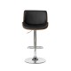 Glitzhome Mid-century Modern Black PU and Walnut Bentwood Adjustable Height Swivel Bar Stool