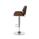 Glitzhome Mid-century Modern Black PU and Walnut Bentwood Adjustable Height Swivel Bar Stool