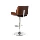 Glitzhome Mid-century Modern Black PU and Walnut Bentwood Adjustable Height Swivel Bar Stool