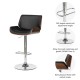 Glitzhome Mid-century Modern Black PU and Walnut Bentwood Adjustable Height Swivel Bar Stool