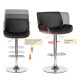 Glitzhome Mid-century Modern Black PU and Walnut Bentwood Adjustable Height Swivel Bar Stool