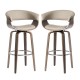 Glitzhome Mid-century Modern Gray PU Leather/ Oak Bentwood Swivel Bar Chair, Set of 2