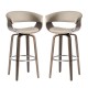 Glitzhome Mid-century Modern Gray PU Leather/ Oak Bentwood Swivel Bar Chair, Set of 2