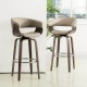 Glitzhome Mid-century Modern Gray PU Leather/ Oak Bentwood Swivel Bar Chair, Set of 2