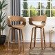 Glitzhome Mid-century Modern Camel PU/Walnut bentwood Swivel Bar Chair, Set of 2