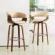 Glitzhome Mid-century Modern Cream PU Leather/Walnut bentwood Swivel Bar Chair, Set of 2