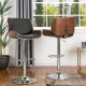 Glitzhome Mid-century Modern Black PU and Walnut Bentwood Adjustable Height Swivel Bar Stool, Set of 2