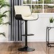 Glitzhome Mid-century Modern White PU and Black Bentwood Adjustable Height Swivel Bar Stool