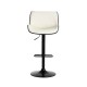 Glitzhome Mid-century Modern White PU and Black Bentwood Adjustable Height Swivel Bar Stool