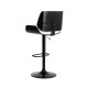 Glitzhome Mid-century Modern White PU and Black Bentwood Adjustable Height Swivel Bar Stool