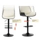 Glitzhome Mid-century Modern White PU and Black Bentwood Adjustable Height Swivel Bar Stool