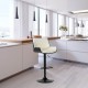 Glitzhome Mid-century Modern White PU and Black Bentwood Adjustable Height Swivel Bar Stool