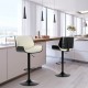 Glitzhome Mid-century Modern White PU and Black Bentwood Adjustable Height Swivel Bar Stool, Set of 2