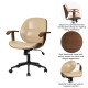 Glitzhome Cream PU Leather Adjustable Height Swivel Desk Chair/Task Chair