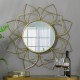 Glitzhome 32.75"D Oversized 3D Lotus Regency Modern Gold Metal Wall Mirror