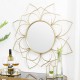 Glitzhome 32.75"D Oversized 3D Lotus Regency Modern Gold Metal Wall Mirror