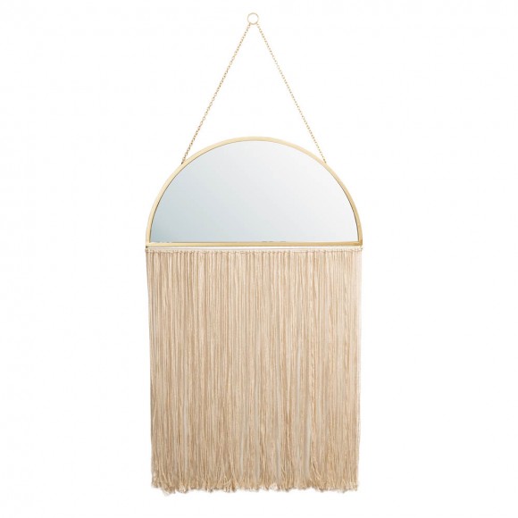 Glitzhome 47.25"H Regency Modern/Boho Metal Semicircle Wall Mirror With Tassels Hanging Decor