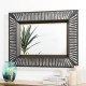 Glitzhome 34.50"H Oversized Modern Black & Gold Metal Wall Mirror