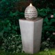 Glitzhome 35.75"H Oversized Sand Beige Artichoke Pedestal Ceramic Fountain with Pump and LED Light 