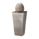 Glitzhome 35.75"H Oversized Sand Beige Artichoke Pedestal Ceramic Fountain with Pump and LED Light 
