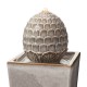 Glitzhome 35.75"H Oversized Sand Beige Artichoke Pedestal Ceramic Fountain with Pump and LED Light 