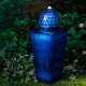 Glitzhome 35.75"H Oversized Cobalt Blue Artichoke Pedestal Ceramic Fountain with Pump and LED Light