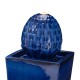 Glitzhome 35.75"H Oversized Cobalt Blue Artichoke Pedestal Ceramic Fountain with Pump and LED Light