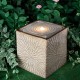 Glitzhome 14.75"H Sand Beige Embossed Pattern Cubic Ceramic Fountain with Pump and LED Light