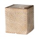 Glitzhome 14.75"H Sand Beige Embossed Pattern Cubic Ceramic Fountain with Pump and LED Light