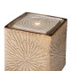 Glitzhome 14.75"H Sand Beige Embossed Pattern Cubic Ceramic Fountain with Pump and LED Light