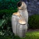 Glitzhome 27.25"H 3-Tier Sand Beige Embossed Pattern Ceramic Pots Fountain with Pump and LED Light