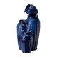Glitzhome 27.25"H 3-Tier Cobalt Blue Embossed Pattern Ceramic Pots Fountain with Pump and LED Light