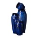 Glitzhome 27.25"H 3-Tier Cobalt Blue Embossed Pattern Ceramic Pots Fountain with Pump and LED Light