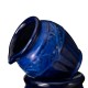 Glitzhome 27.25"H 3-Tier Cobalt Blue Embossed Pattern Ceramic Pots Fountain with Pump and LED Light