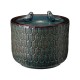 Glitzhome 14.75"D Turquoise Two Birds Embossed Leaf Pattern Cylindrical Ceramic Fountain with Pump and LED Light