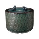Glitzhome 14.75"D Turquoise Two Birds Embossed Leaf Pattern Cylindrical Ceramic Fountain with Pump and LED Light