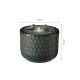 Glitzhome 14.75"D Turquoise Two Birds Embossed Leaf Pattern Cylindrical Ceramic Fountain with Pump and LED Light