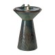 Glitzhome 27.5"H Turquoise Two Birds Embossed Plant Pattern Pedestal Ceramic Fountain with Pump and LED Light