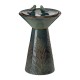 Glitzhome 27.5"H Turquoise Two Birds Embossed Plant Pattern Pedestal Ceramic Fountain with Pump and LED Light